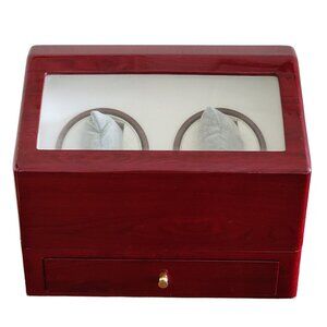 Steinhausen Rotation High Gloss Red Burlwood Finish 2-Watch Winder Case